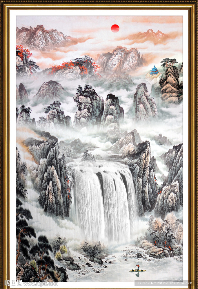 竖幅山水画