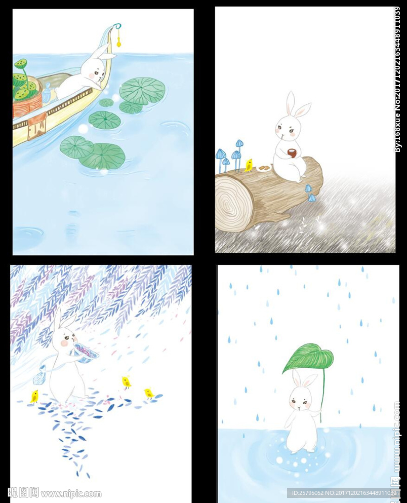 手绘插画明信片
