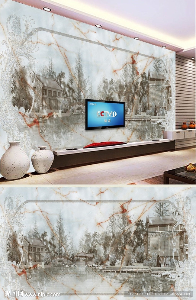 大理石水墨画背景墙(仅设计稿）