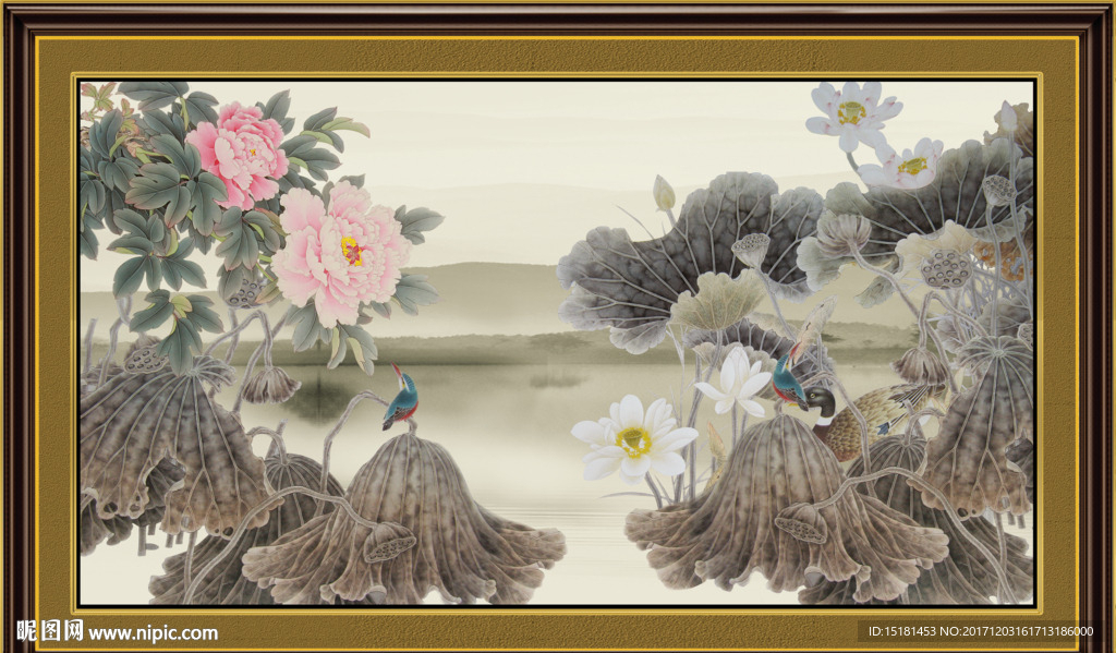 水墨荷花