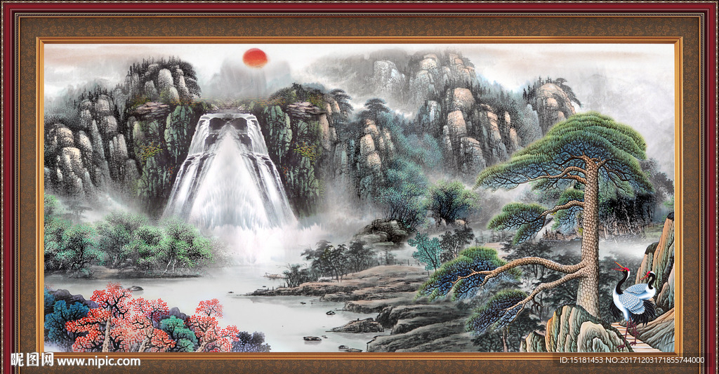 迎客松国画