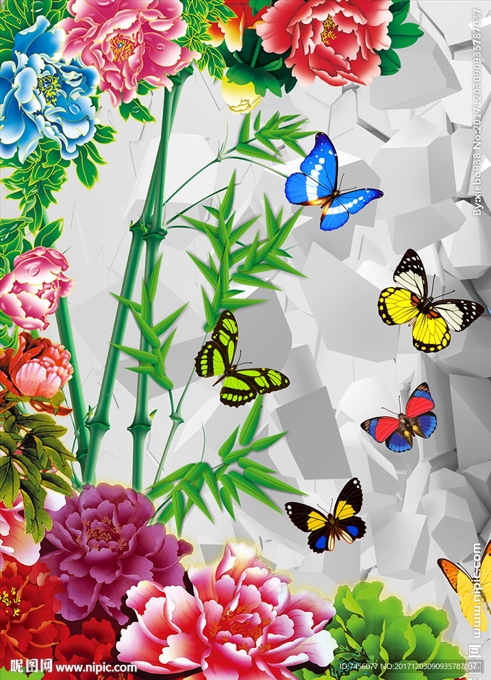 蝶恋花竹林立体玄关过道