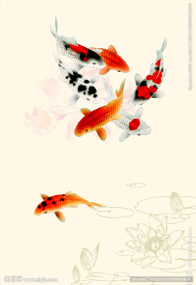 水墨游鱼中式玄关过道