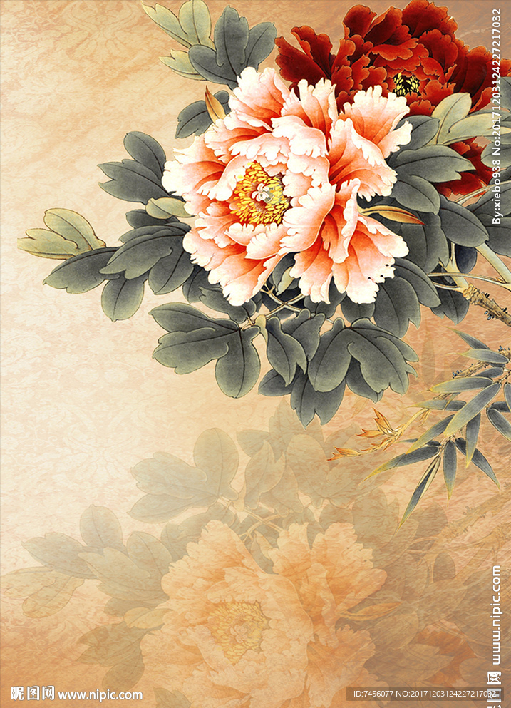 牡丹花中式玄关过道