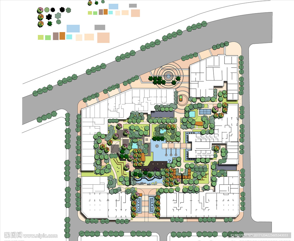 手绘风格小区PSD
