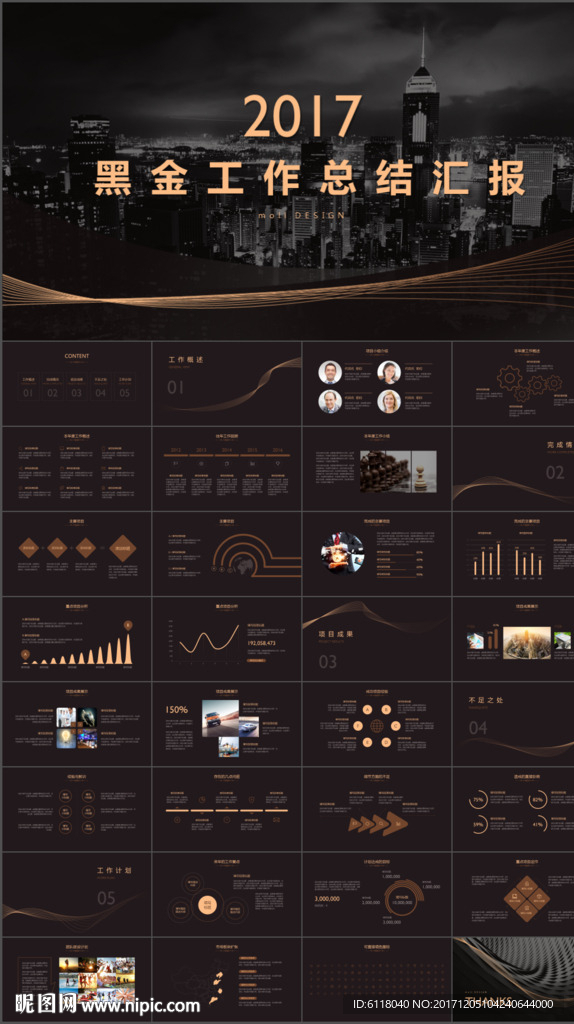 黑金风年终工作总结PPT模板