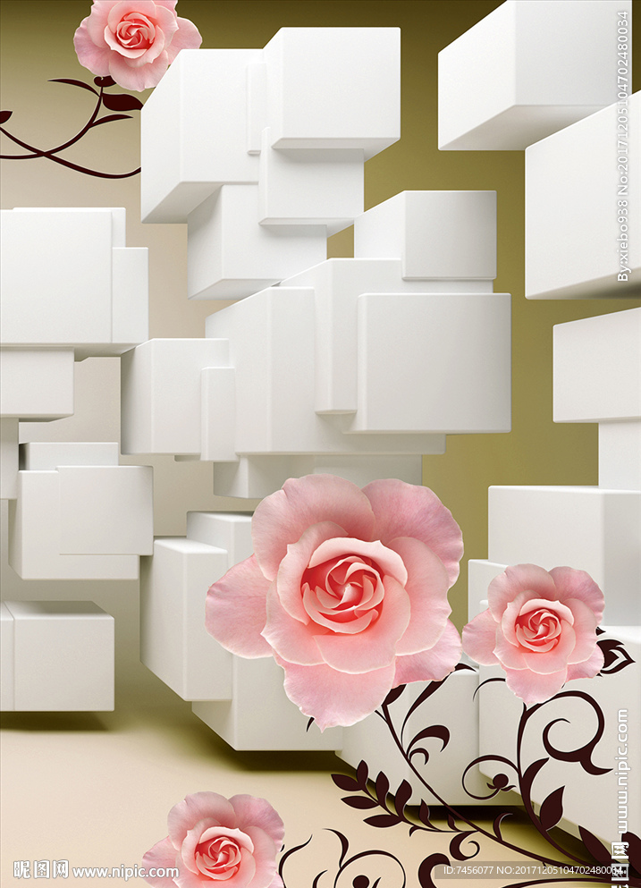 玫瑰花浪漫立体玄关过道