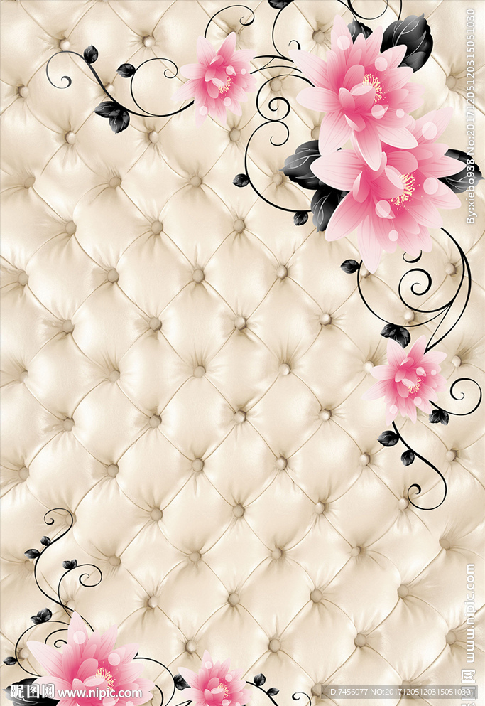 唯美花卉花藤软包玄关过道