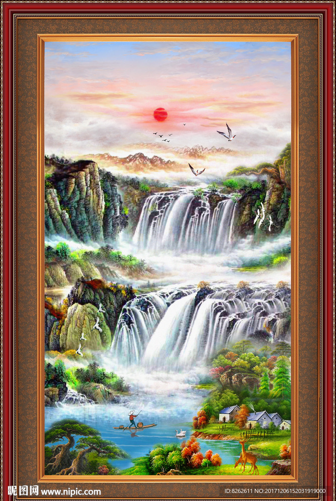 油画 聚宝盆山水油画