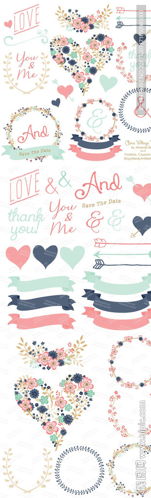 手绘水彩植物花朵