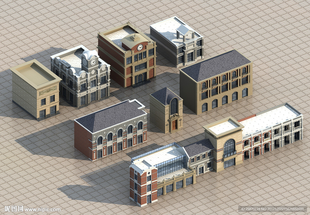 3D商业建筑 3D欧式商业