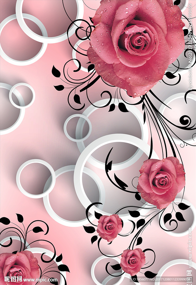 玫瑰花立体玄关过道