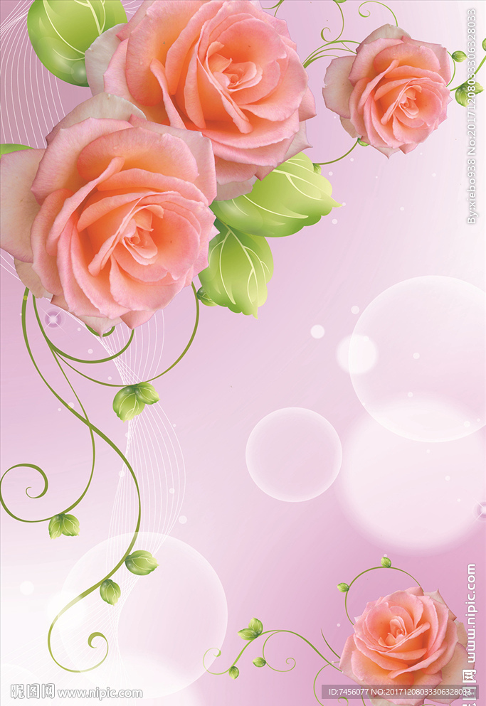 唯美玫瑰花浪漫玄关过道