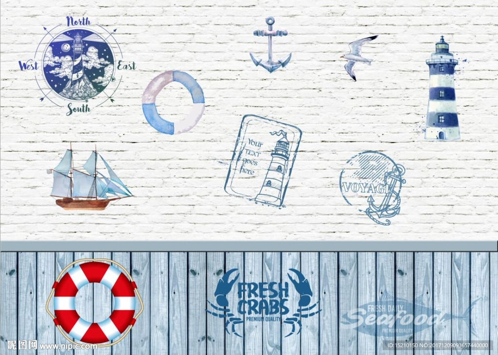 3D墙砖航海标志