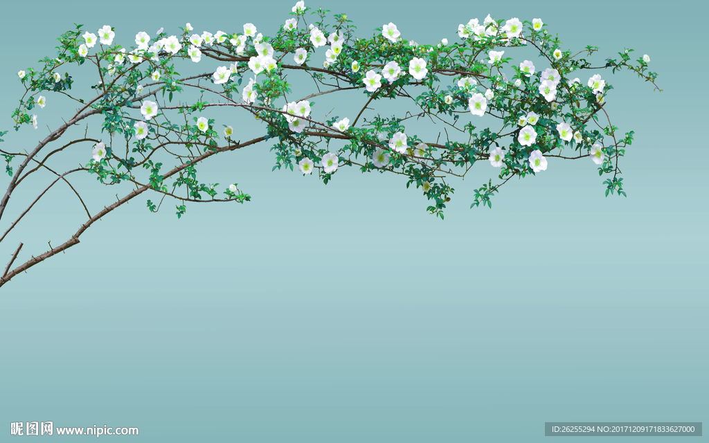 现代简约藤蔓花朵背景墙