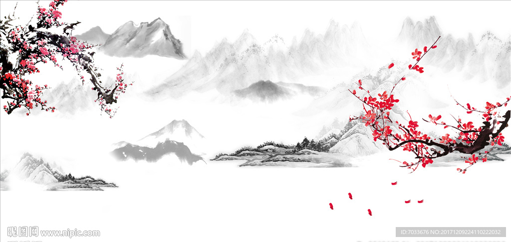 水墨桃花