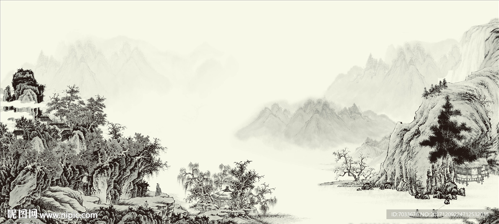 高清水墨山水画