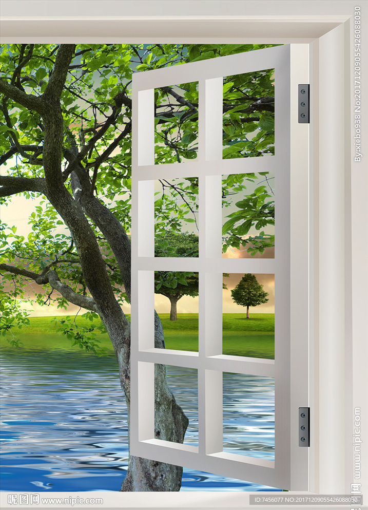 窗外大树立体玄关过道