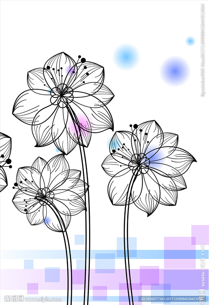 线描手绘花束玄关过道