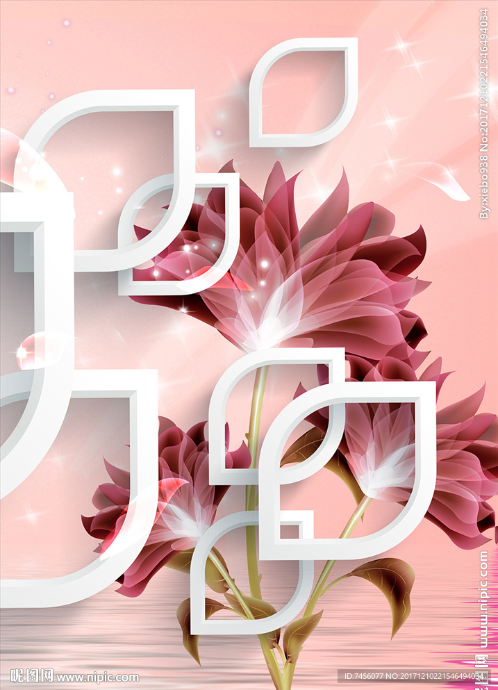 唯美水中花束浪漫立体玄关过道