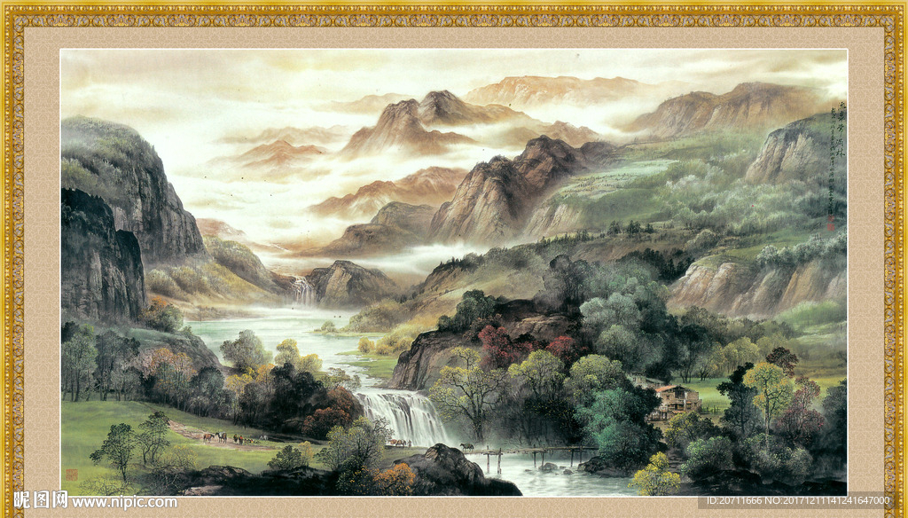 山水风景写意中堂