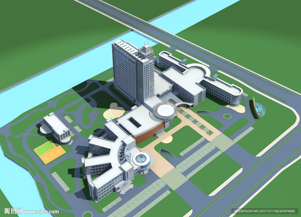 3D医院鸟瞰模型