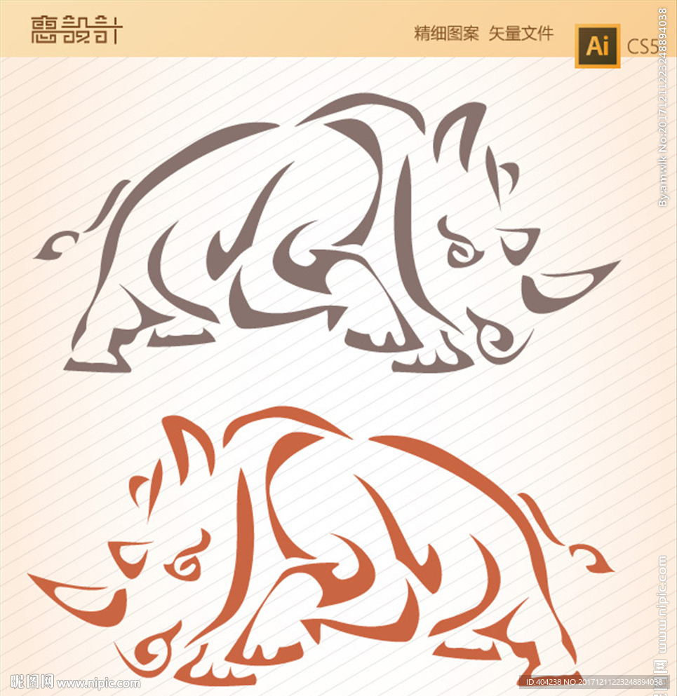 犀牛抽象纹身矢量图设计图__野生动物_生物世界_设计图库_昵图网nipic