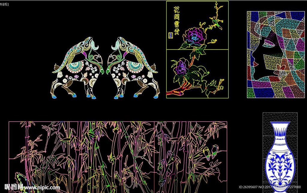 时尚背景墙拼花CAD