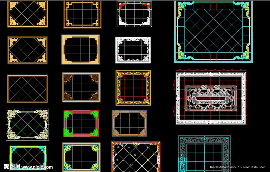 时尚大气客厅拼花CAD