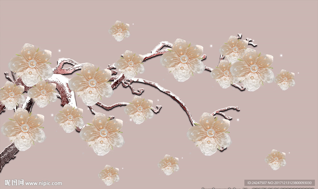 花卉背景墙装饰画