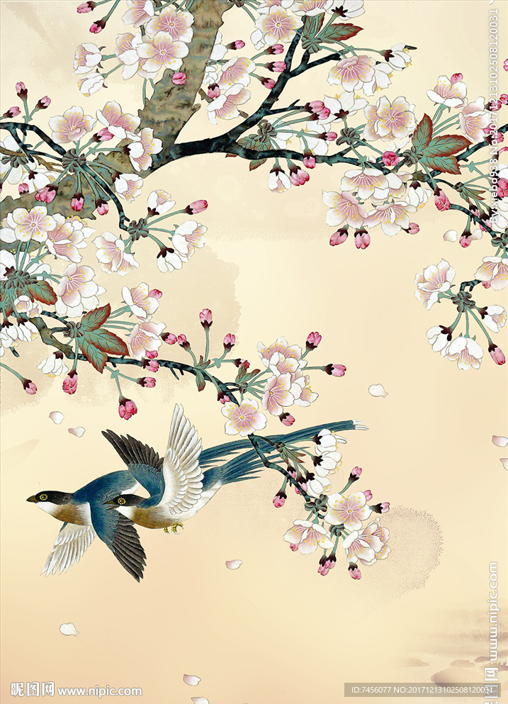 花鸟水墨中式玄关过道