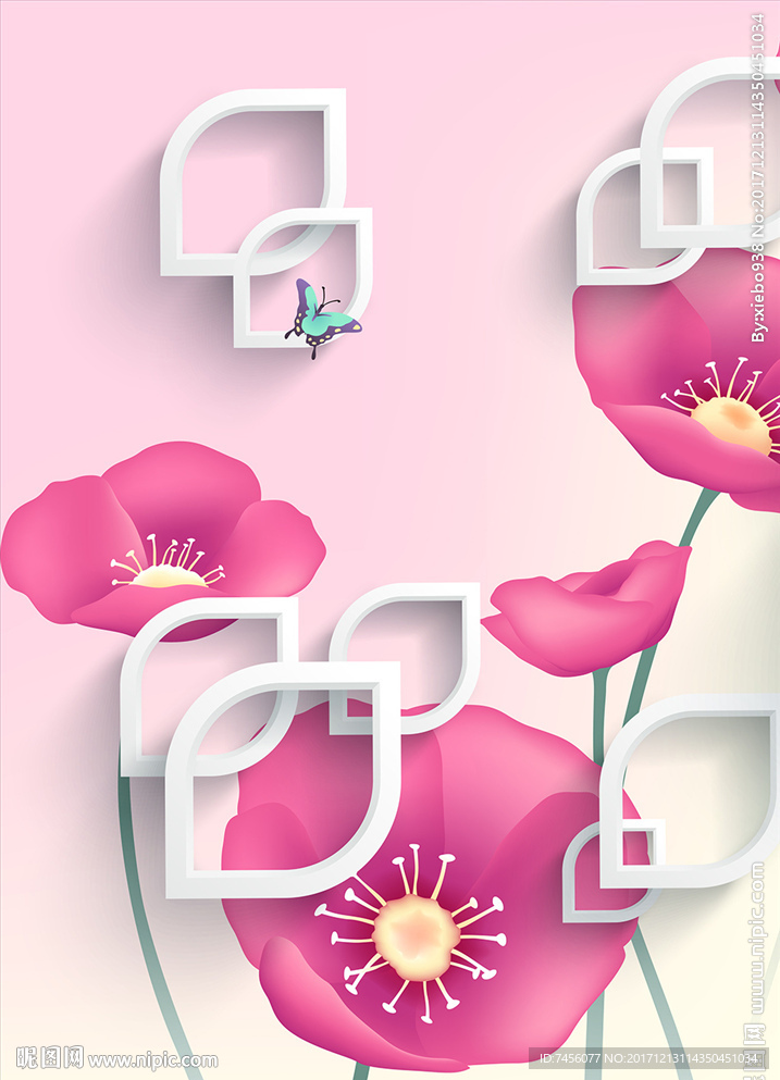 蝶恋花唯美立体玄关过道