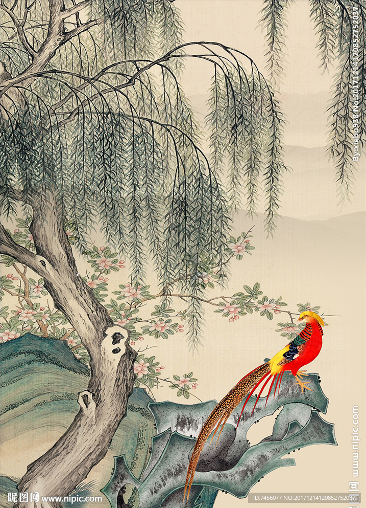 报喜鸟柳条水墨中式玄关过道