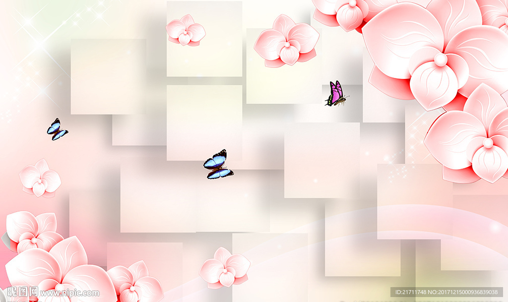 梦幻花卉蝴蝶简约砖墙电视背景墙