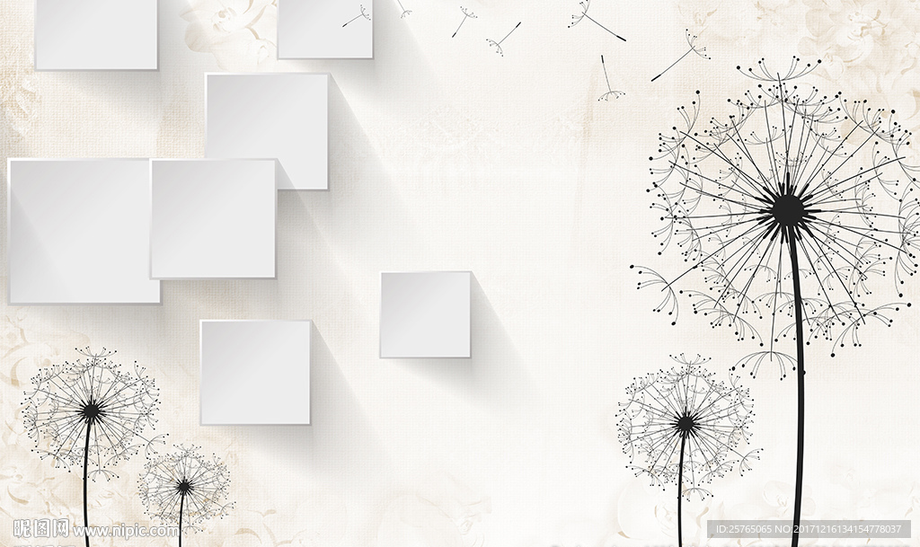 简约蒲公英砖墙电视背景墙