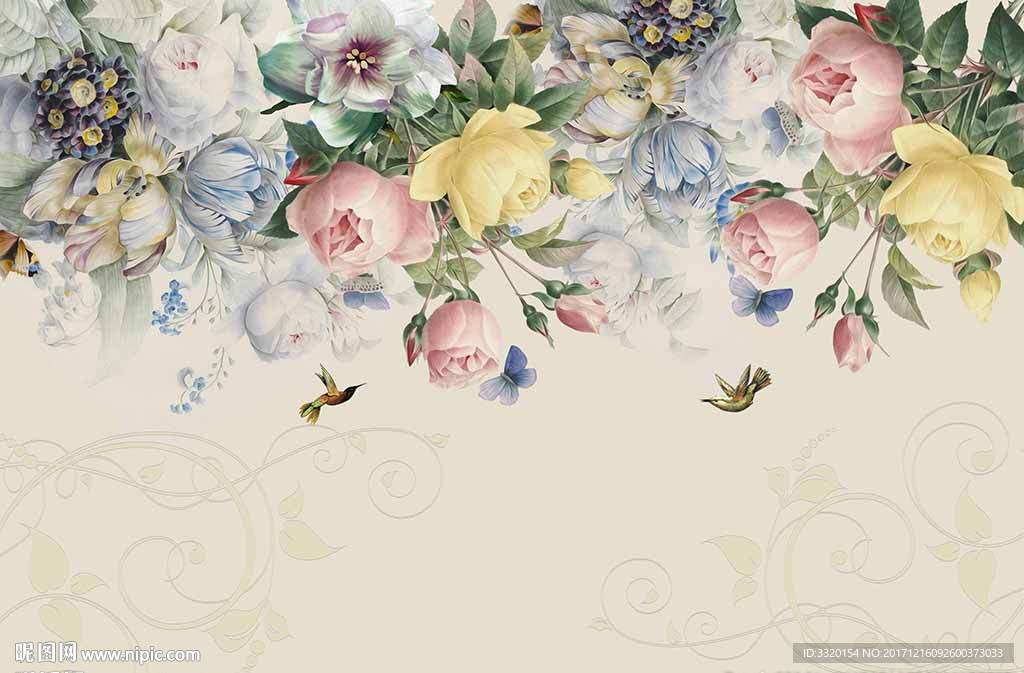 油画花卉现代简约欧式电视床头画