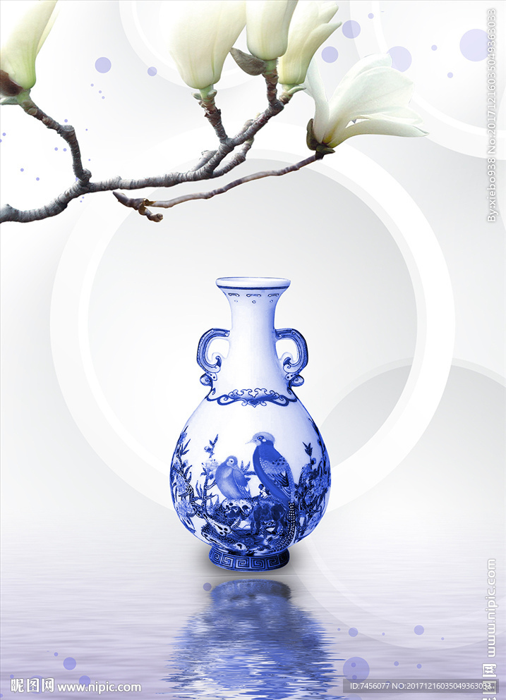 兰花青花瓷立体玄关过道