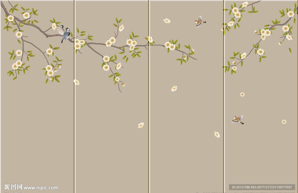 新中式手绘花鸟