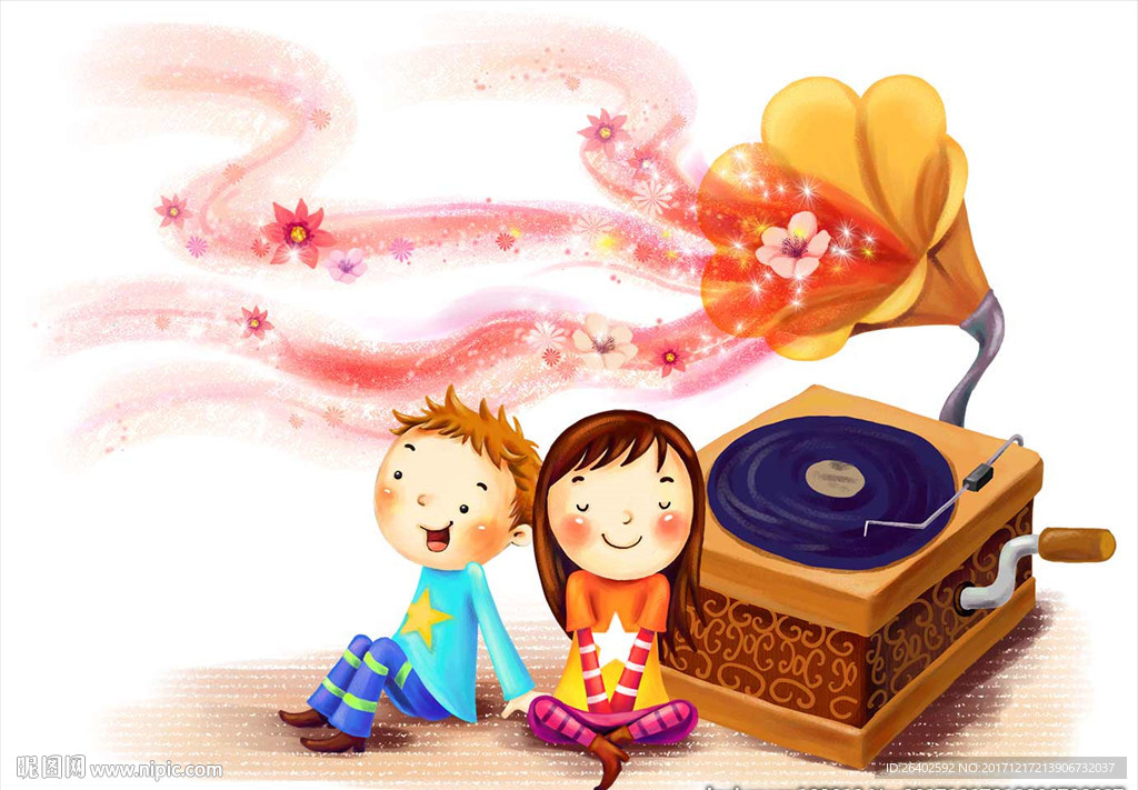 小女孩 男孩 听歌K歌