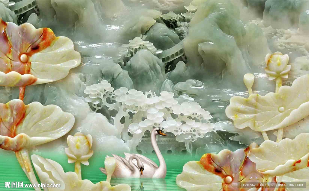 荷花背景墙