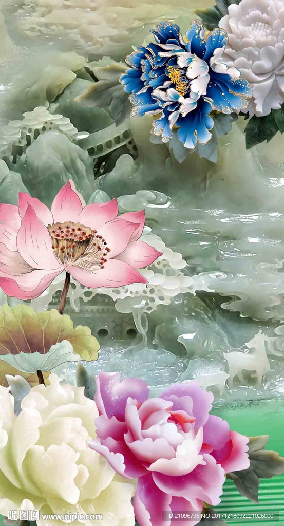 玉雕牡丹