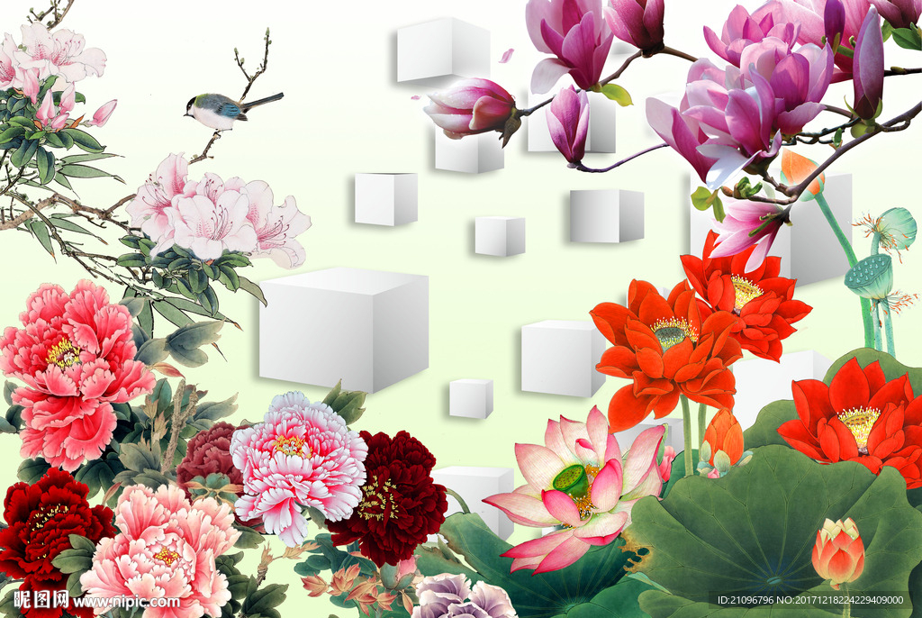 3d背景墙牡丹