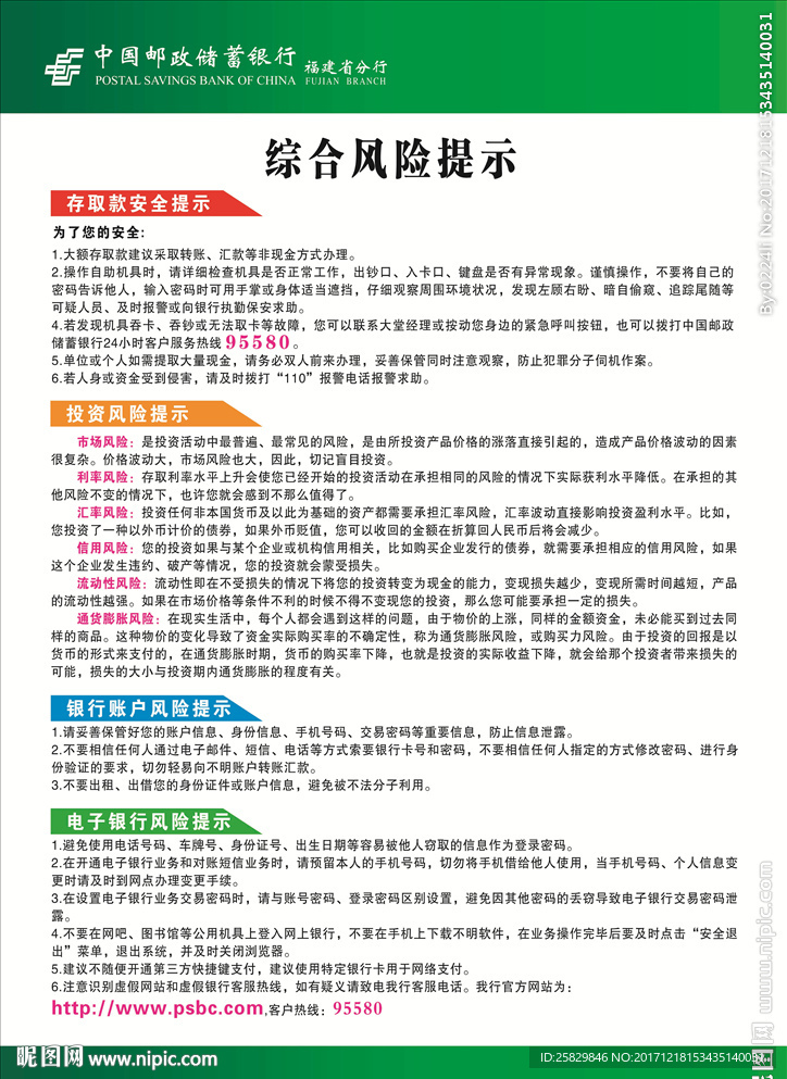 银行综合风险提示