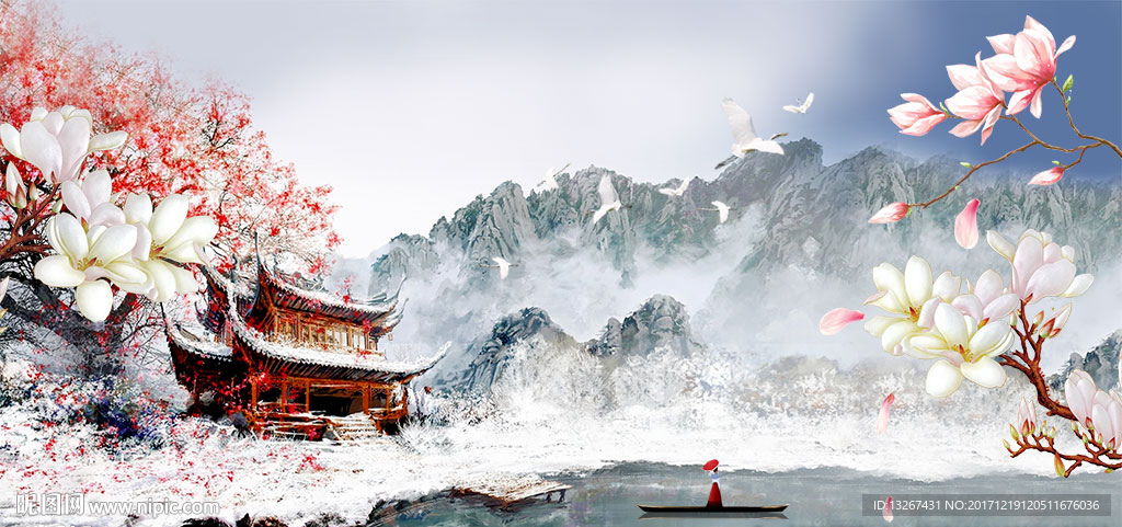 中国风山水无框画