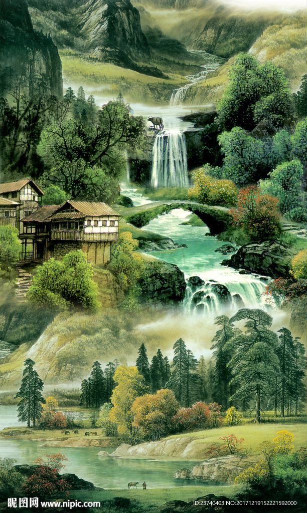 山水国画玄关