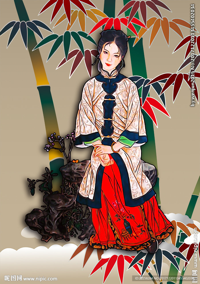 仕女插画设计模板
