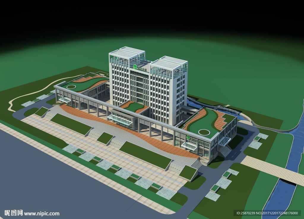 3D电网办公楼模型