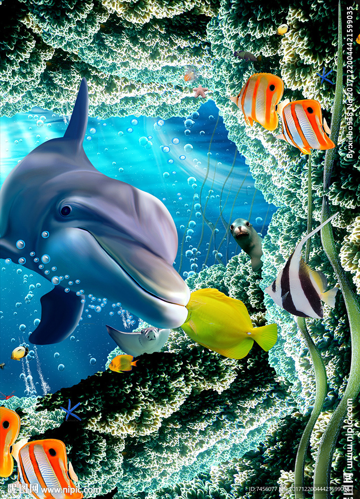 海豚海底世界高清玄关过道