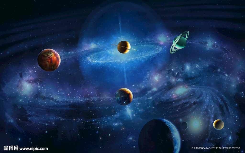 现代简约宇宙星空壁画背景墙