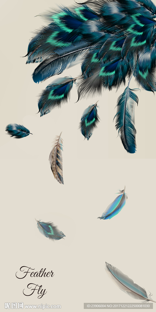 北欧简约抽象水彩羽毛装饰画